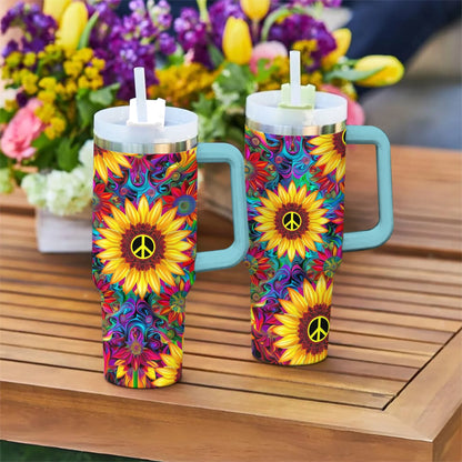 Hippie 40 Oz Shineful™ Tumbler Colorful Flower Mn8 Sky Blue 40Oz