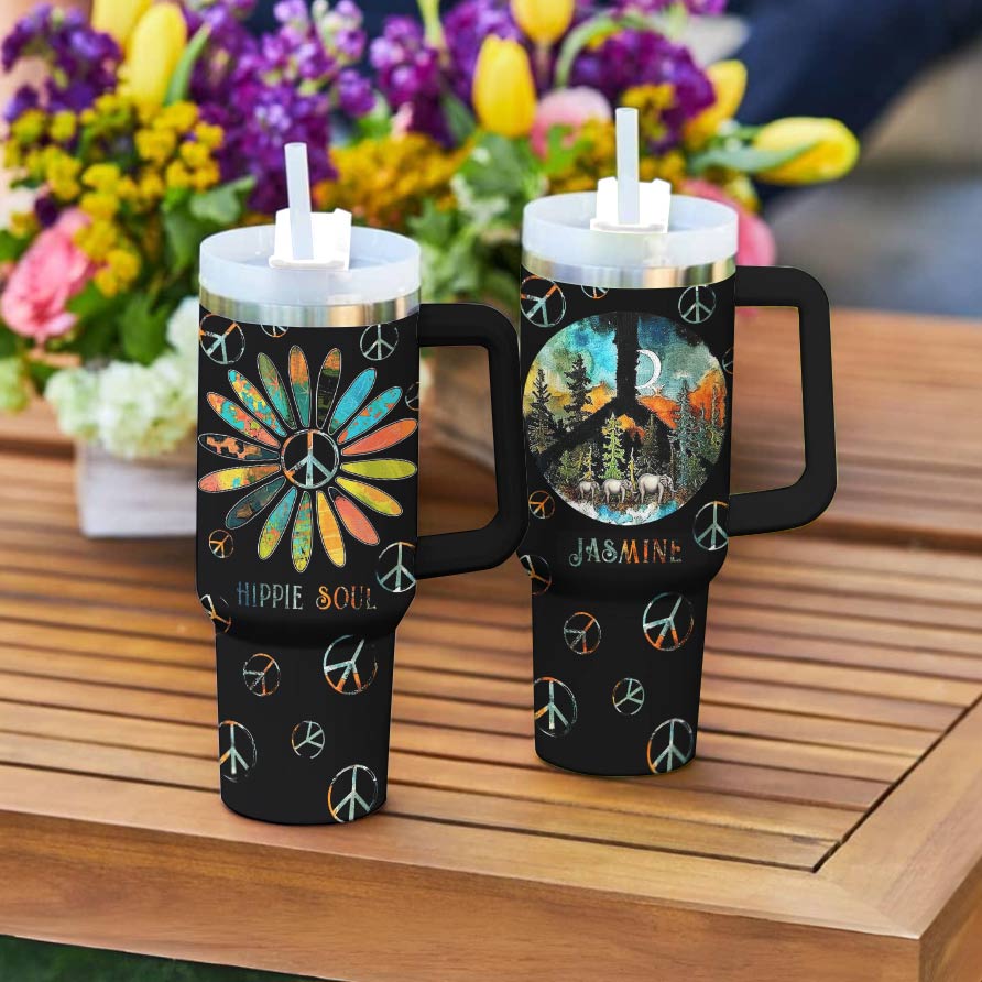 Hippie Personalized 40 Oz Shineful™ Tumbler Spirit Tl10 Black 40Oz