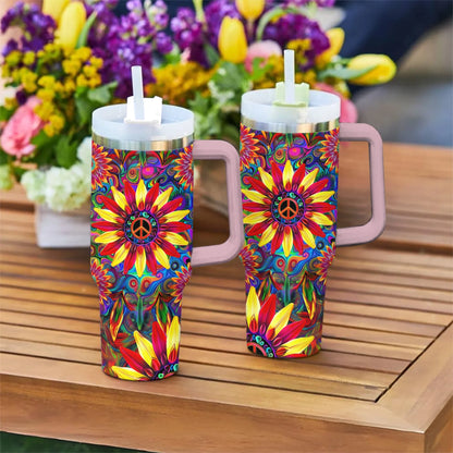 Hippie 40 Oz Shineful™ Tumbler Floral Peace Mn8 Pink 40Oz