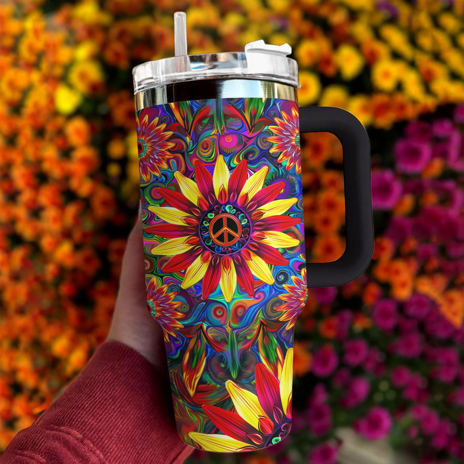 Hippie 40 Oz Shineful™ Tumbler Floral Peace Mn8 40Oz