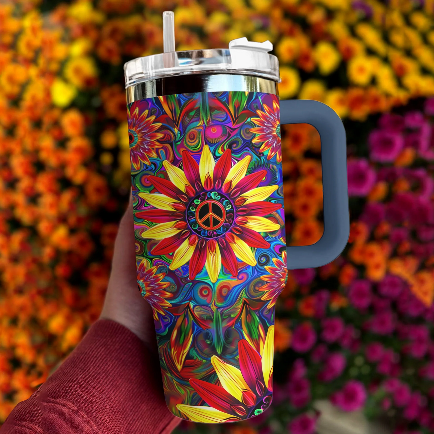 Hippie 40 Oz Shineful™ Tumbler Floral Peace Mn8 40Oz