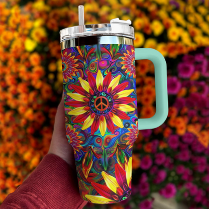 Hippie 40 Oz Shineful™ Tumbler Floral Peace Mn8 40Oz