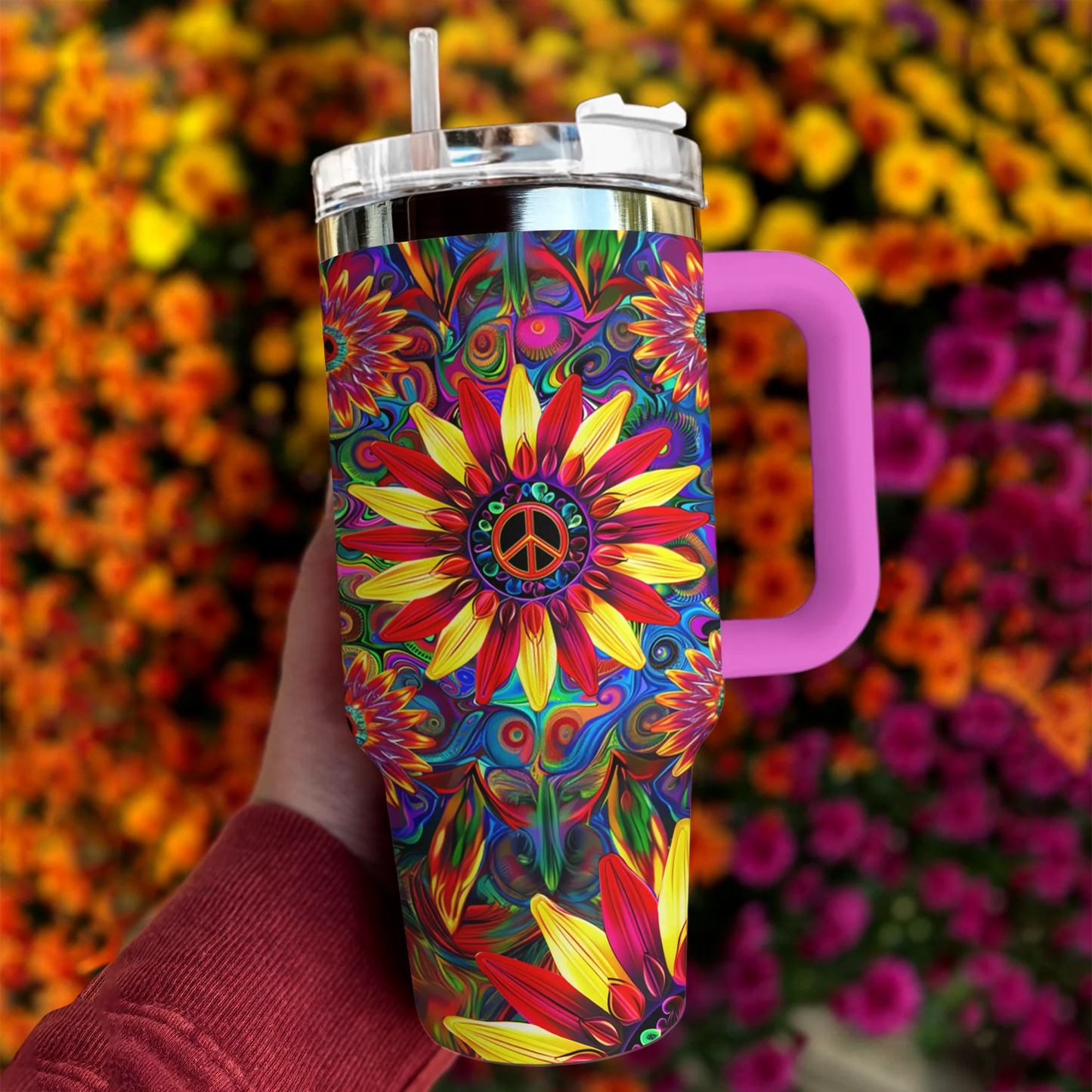 Hippie 40 Oz Shineful™ Tumbler Floral Peace Mn8 40Oz