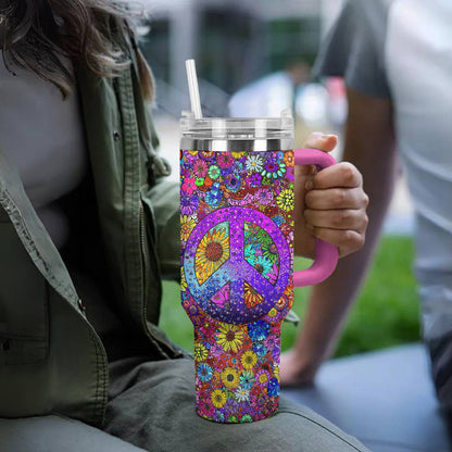 Hippie 40 Oz Shineful™ Tumbler Floral Tl10 Hot Pink 40Oz