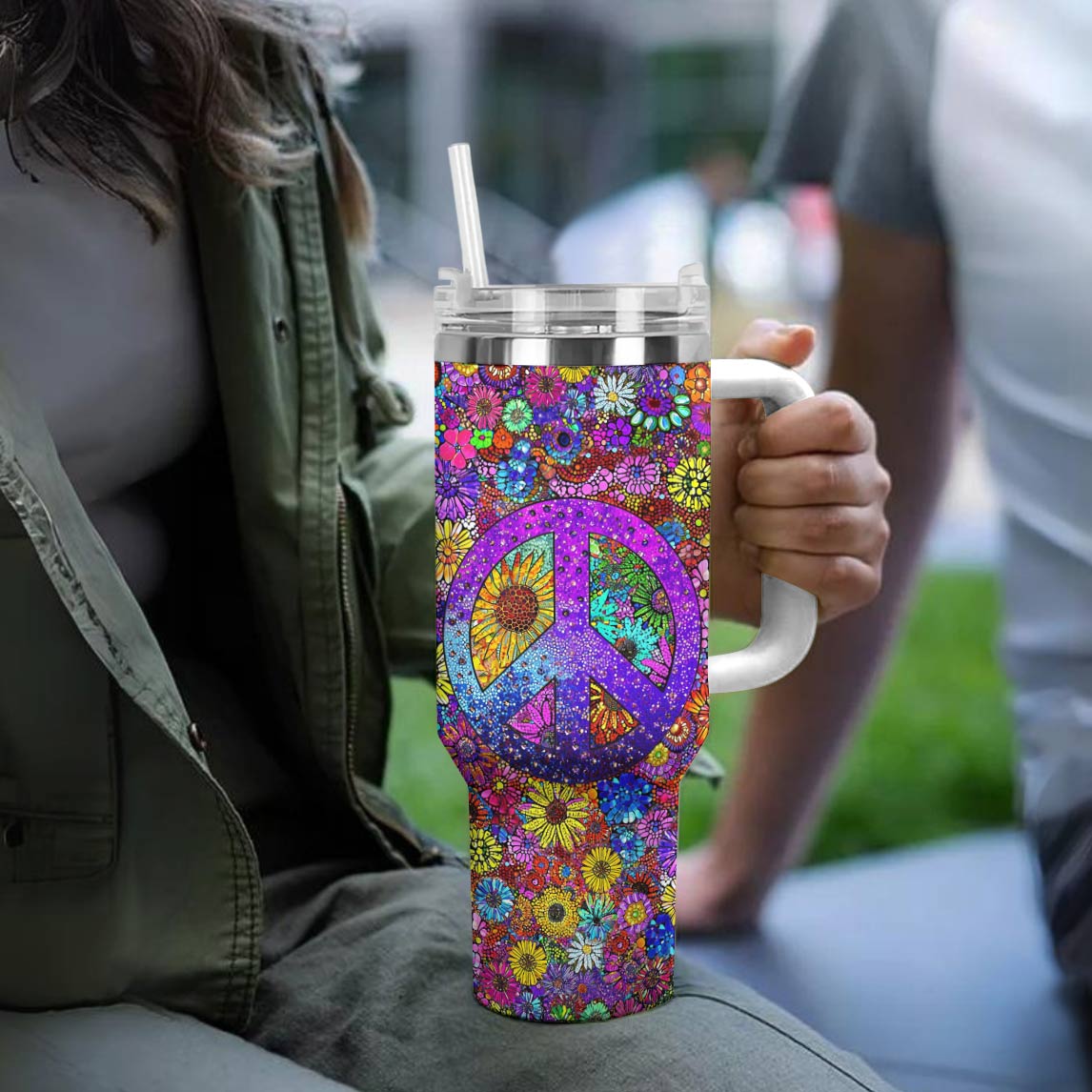 Hippie 40 Oz Shineful™ Tumbler Floral Tl10 White 40Oz