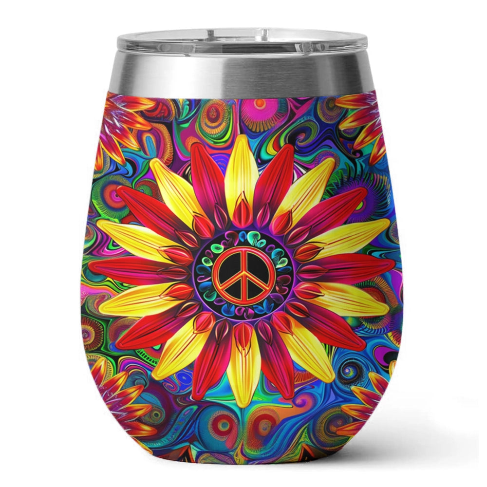 Shineful Wine Tumbler Hippie Shining Flower