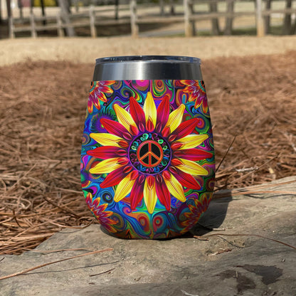 Shineful Wine Tumbler Hippie Shining Flower