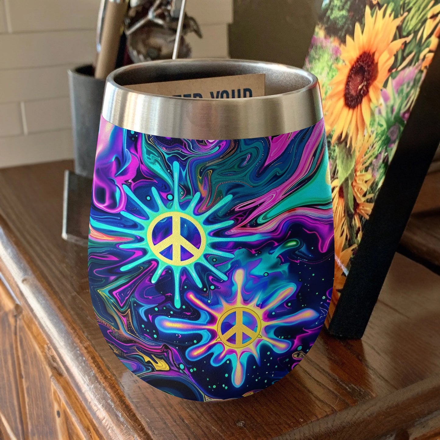 Shineful Wine Tumbler Hippie Amazing Color