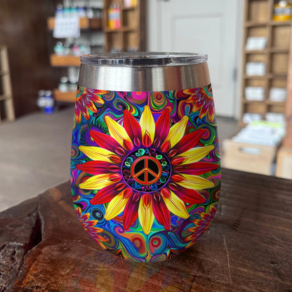 Shineful Wine Tumbler Hippie Shining Flower