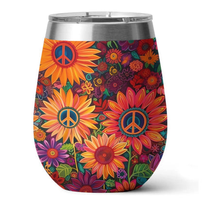 Shineful Wine Tumbler Hippie Flower Garden