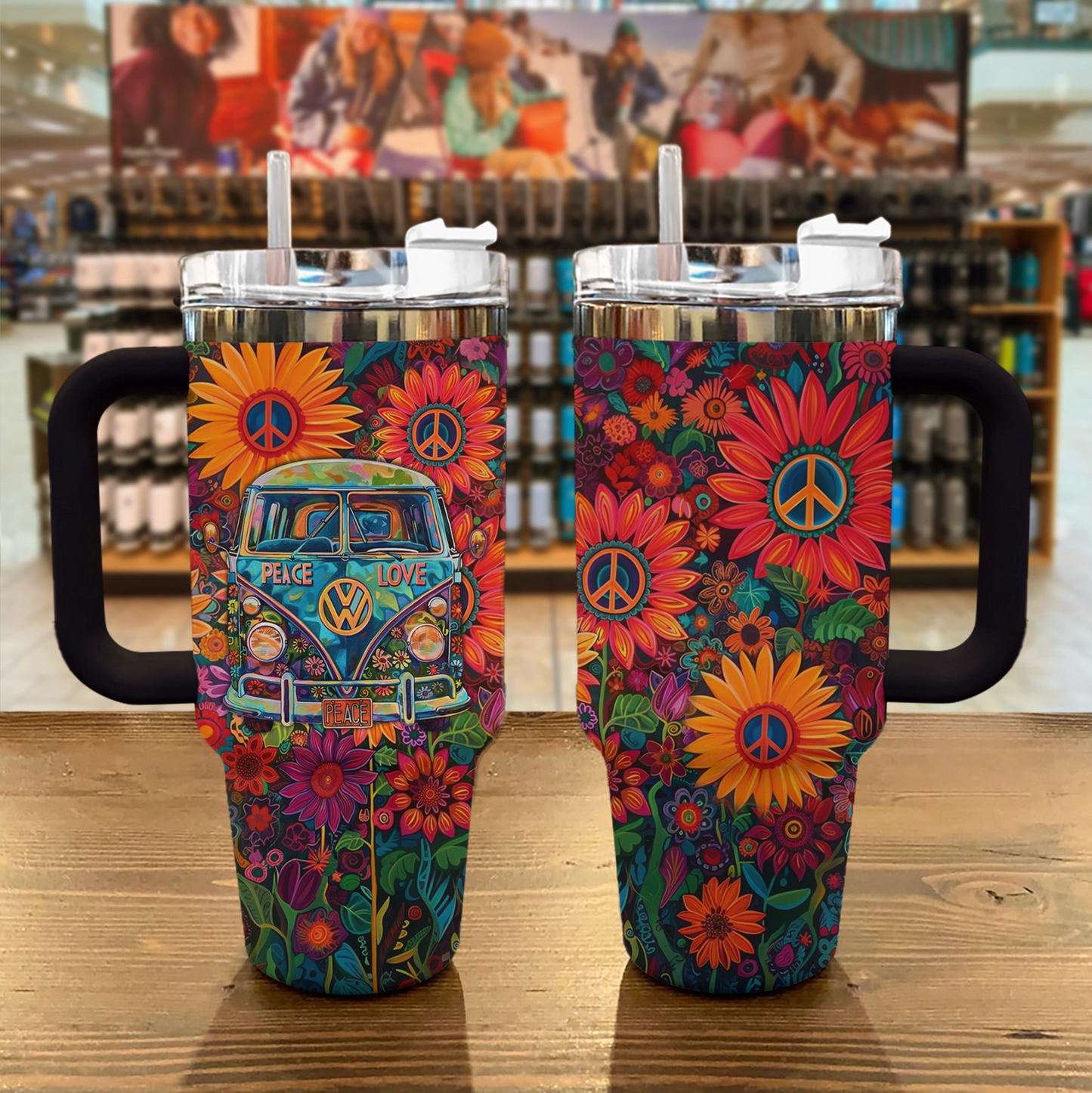 Van hippie fleuri Shineful Tumbler