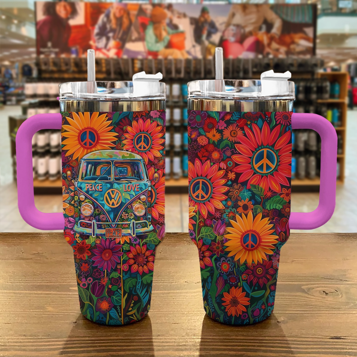 Van hippie fleuri Shineful Tumbler