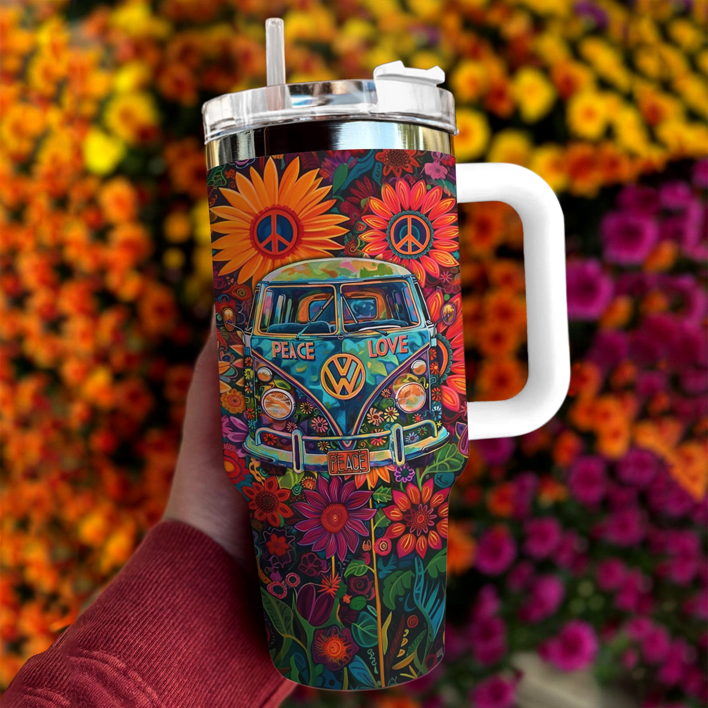 Van hippie fleuri Shineful Tumbler