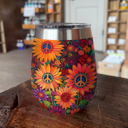 Shineful Wine Tumbler Hippie Flower Garden