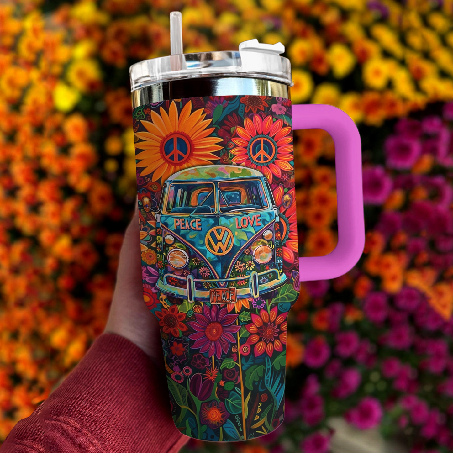 Van hippie fleuri Shineful Tumbler