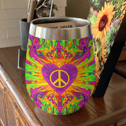 Shineful Wine Tumbler Hippie Peace Love