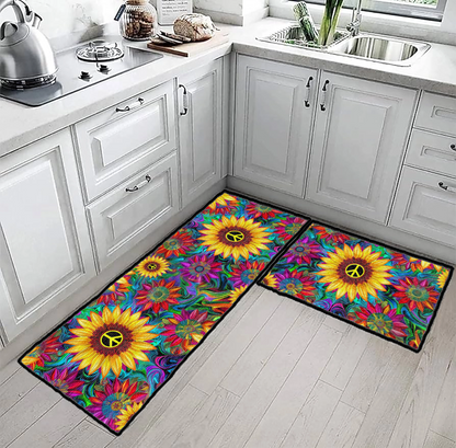 Shineful Ultra-Thin Non Skid Floor Mat, Kitchen Rugs Hippie Harmony