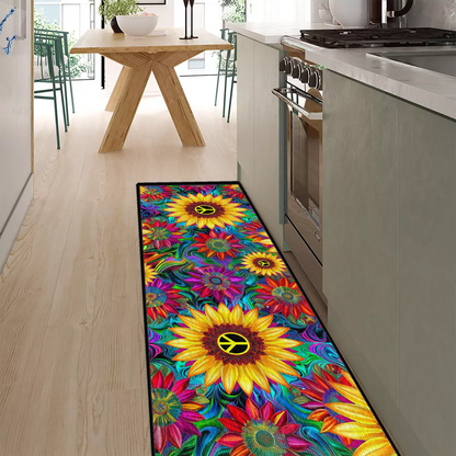 Shineful Ultra-Thin Non Skid Floor Mat, Kitchen Rugs Hippie Harmony