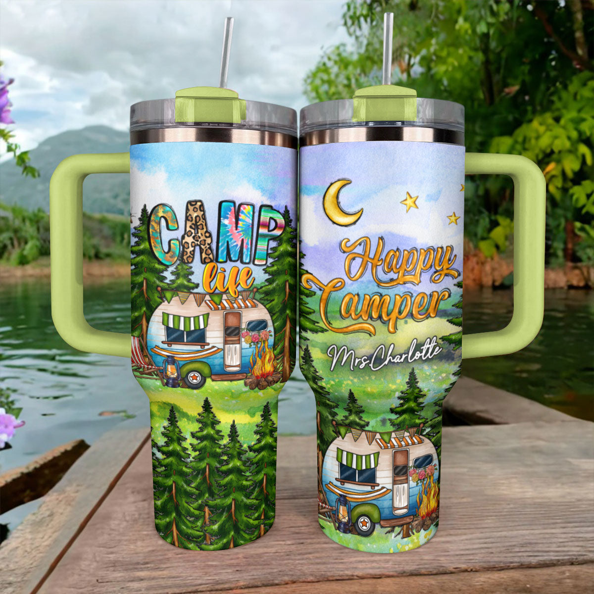 Camping Shiny Tumbler Camp Leben personalisiert