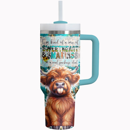 Highland Cow Shineful Tumbler 40/30oz A Mix Of Sweetheart & Smartass