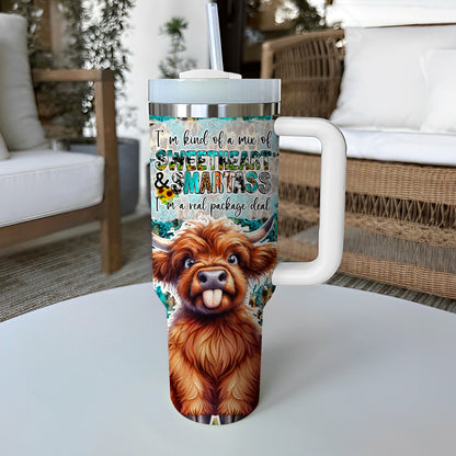 Highland Cow Shineful Tumbler 40/30oz A Mix Of Sweetheart & Smartass