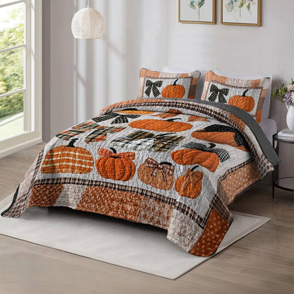 Shineful Flat Print All Season Quilt 3-Piece Set Sweet Love Pumpkins