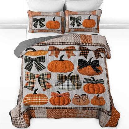 Ensemble de courtepointe toutes saisons Shineful Flat Print 3 pièces Sweet Love Pumpkins