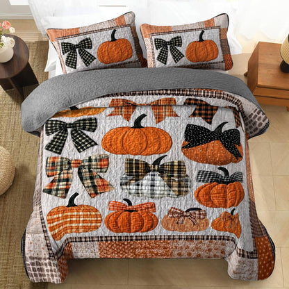 Shineful Flat Print All Season Quilt 3-Piece Set Sweet Love Pumpkins