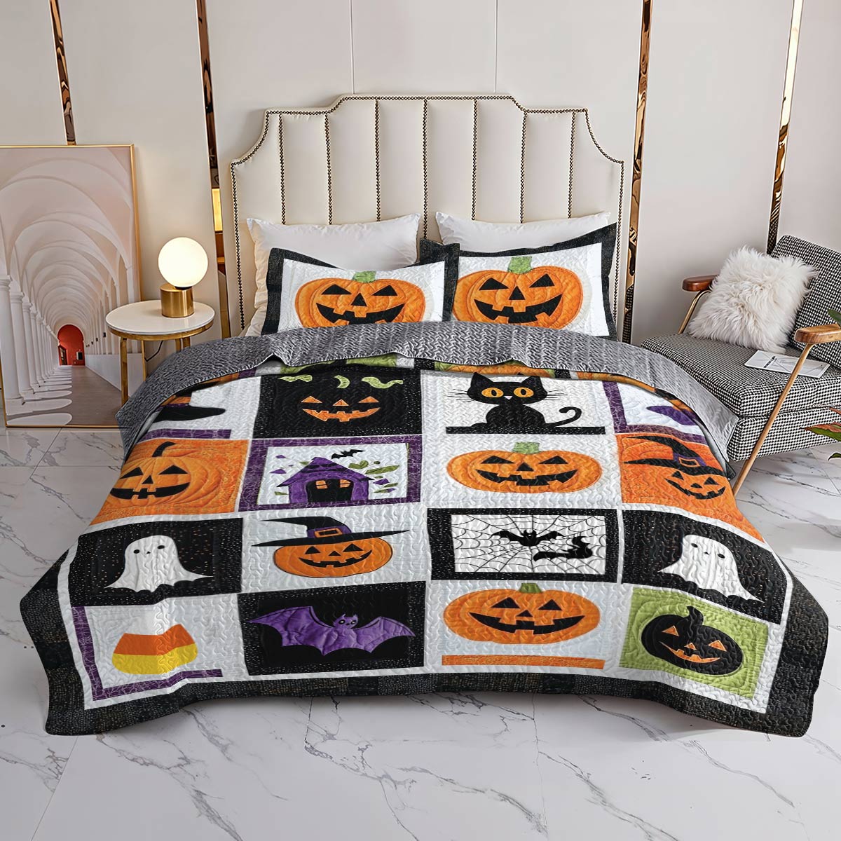 Shineful Flat Print All Season Quilt 3-Piece Set Happy Halloween