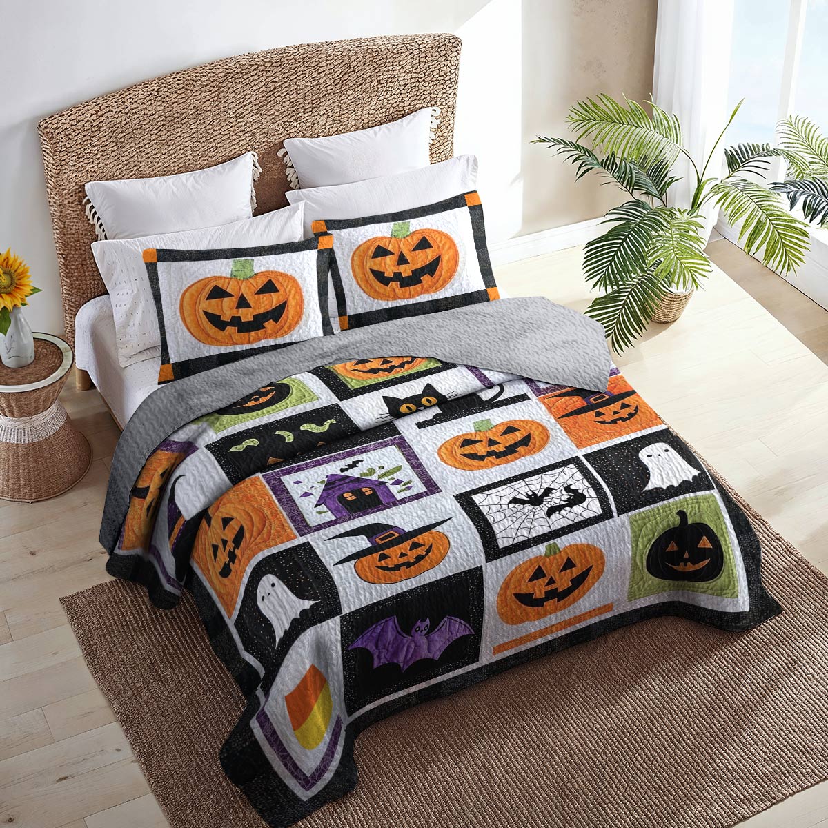 Shineful Flat Print All Season Quilt 3-Piece Set Happy Halloween