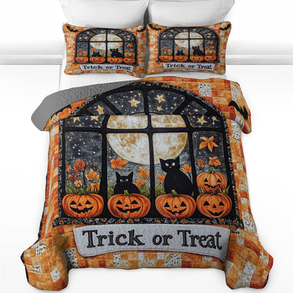 Shineful All Season Quilt 3-Piece Set Trick Or Treat Inside The Window