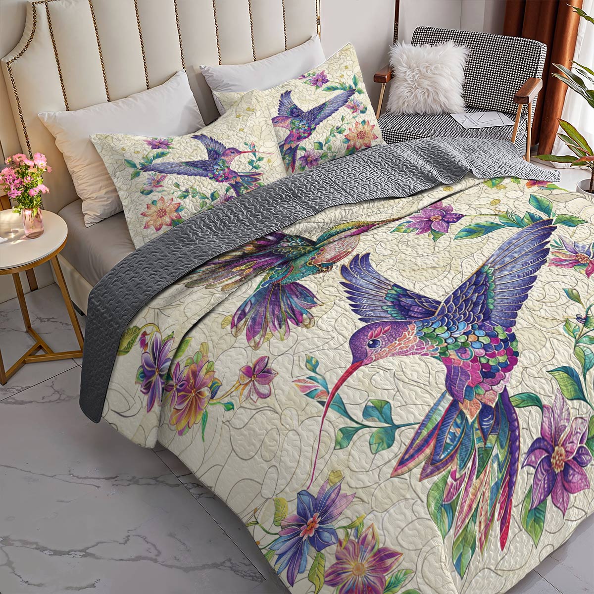 Shineful All Season Quilt 3-teiliges Set Hummingbird Lovely