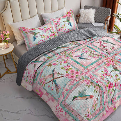 Shineful All Season Quilt 3-Piece Set Sweet Hummingbird