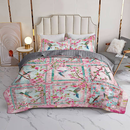 Shineful All Season Quilt 3-Piece Set Sweet Hummingbird