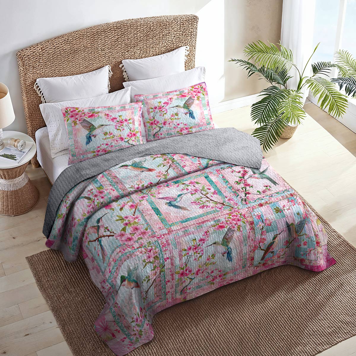 Shineful All Season Quilt 3-Piece Set Sweet Hummingbird