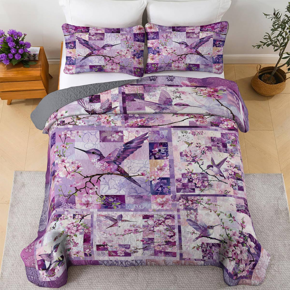 Shineful All Season Quilt 3-teiliges Set Splendid Hummingbird