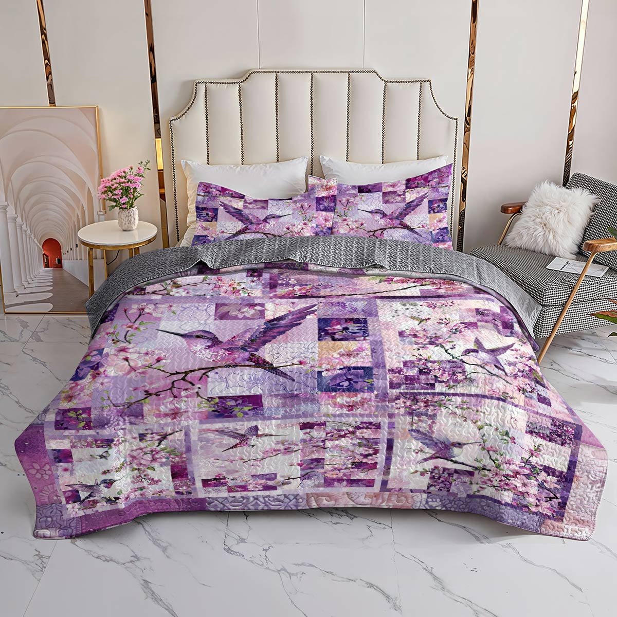 Shineful All Season Quilt 3-Piece Set Splendid Hummingbird