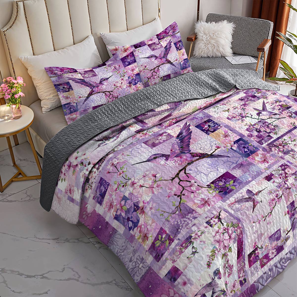 Shineful All Season Quilt 3-Piece Set Splendid Hummingbird