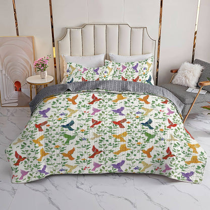 Shineful All Season Quilt 3-Piece Set Natural Hummingbird