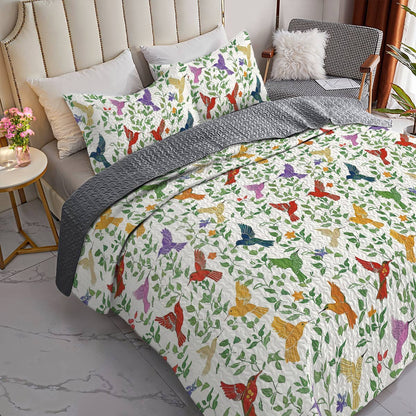 Shineful All Season Quilt 3-Piece Set Natural Hummingbird