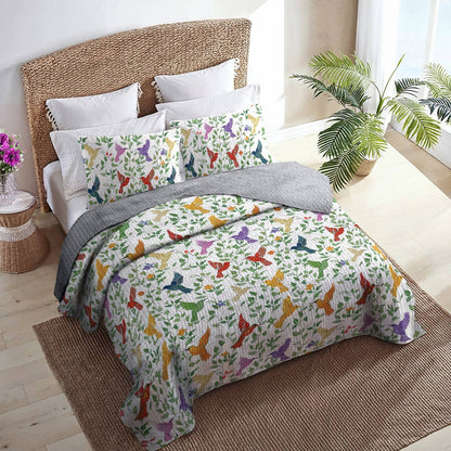 Shineful All Season Quilt 3-Piece Set Natural Hummingbird