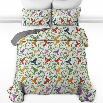 Shineful All Season Quilt 3-Piece Set Natural Hummingbird