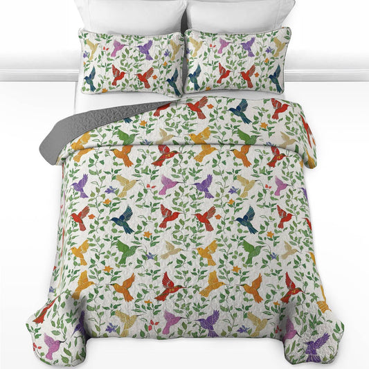 Shineful All Season Quilt 3-Piece Set Natural Hummingbird