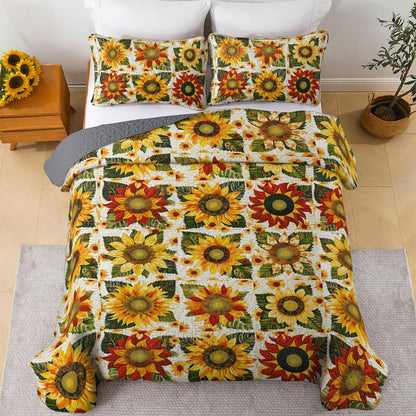 Shineful All Season Quilt 3-Piece Set Dazzling Sunflowers