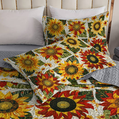 Shineful All Season Quilt 3-Piece Set Dazzling Sunflowers