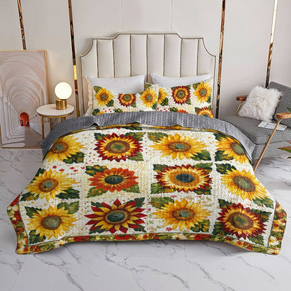 Shineful All Season Quilt 3-Piece Set Exquisite Sunflowers