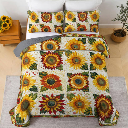 Shineful All Season Quilt 3-Piece Set Exquisite Sunflowers