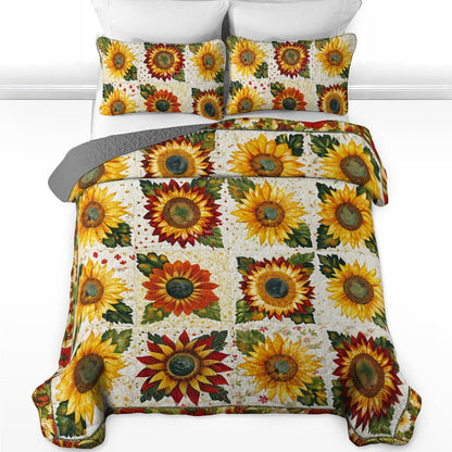 Shineful All Season Quilt 3-Piece Set Exquisite Sunflowers