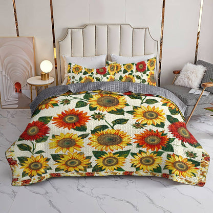 Shineful All Season Quilt 3-Piece Set Sweet Sunflowers