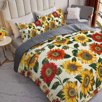 Shineful All Season Quilt 3-Piece Set Sweet Sunflowers